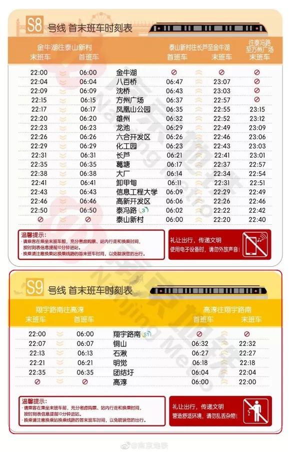 南京地铁运营时间表2022（南京地铁最晚几点钟停运）-第9张图片